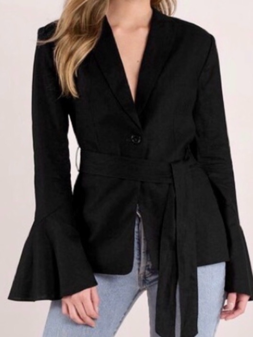 Free People Flared Sleeve Blazer in Black medium